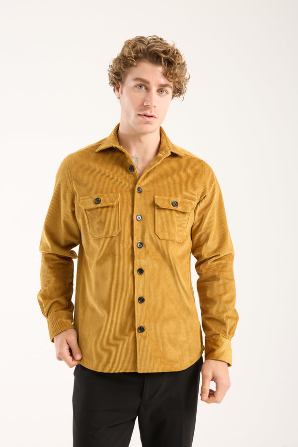 Chemise Homme Sport Velours Jaune