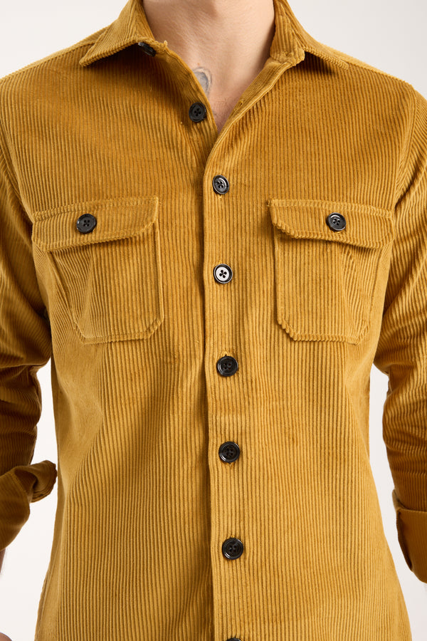 Chemise Homme Sport Velours Jaune