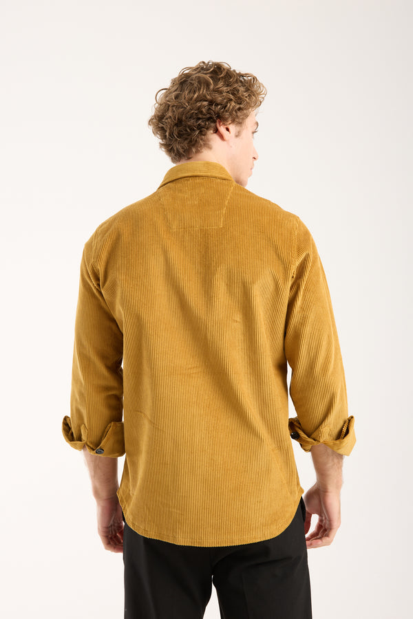 Chemise Homme Sport Velours Jaune