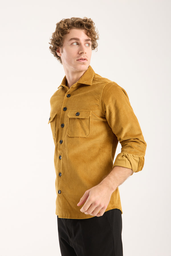 Chemise Homme Sport Velours Jaune