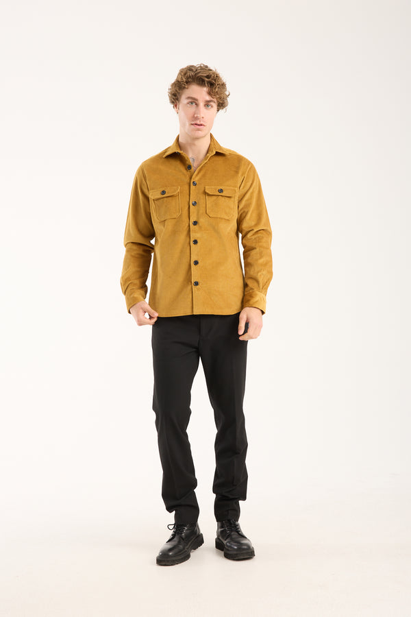 Chemise Homme Sport Velours Jaune