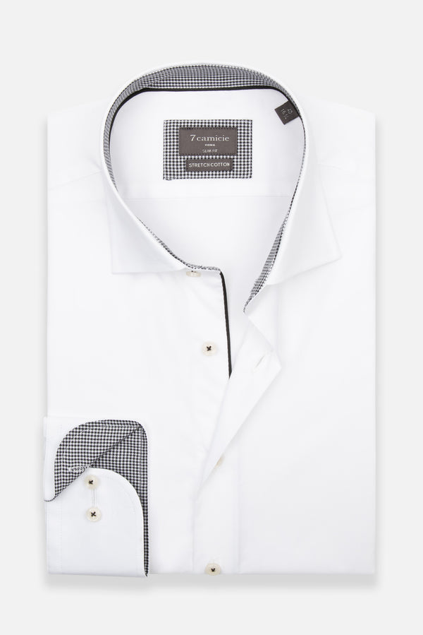 Camicia Uomo Popelin Stretch Bianco