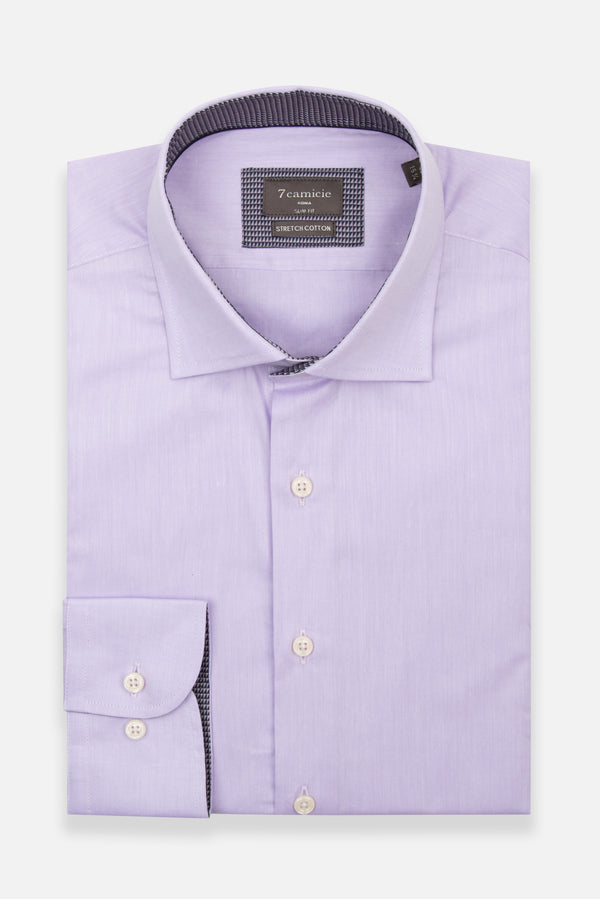 Camicia Uomo Popelin Stretch Lilla