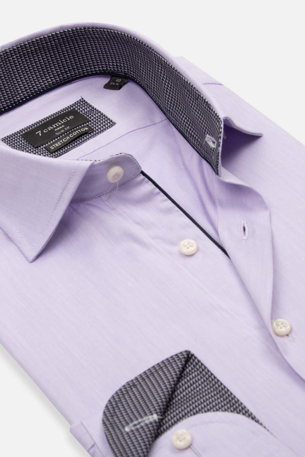 Chemise Homme Popelin Stretch Lilas