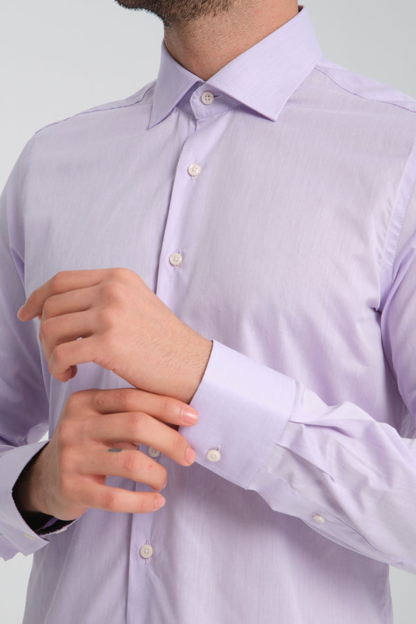 Poplin Stretch Man Shirt Lilac