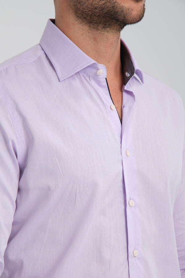 Poplin Stretch Man Shirt Lilac