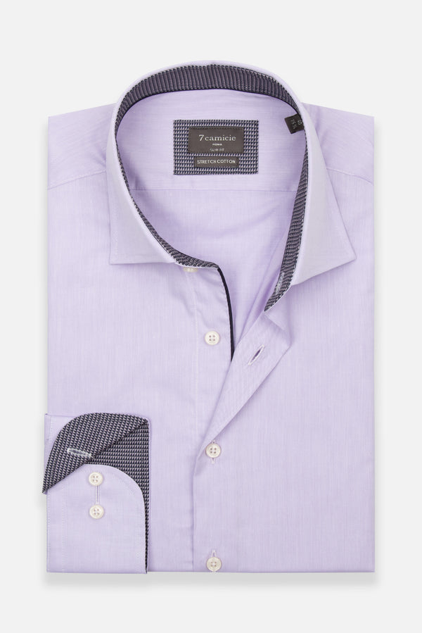 Poplin Stretch Man Shirt Lilac