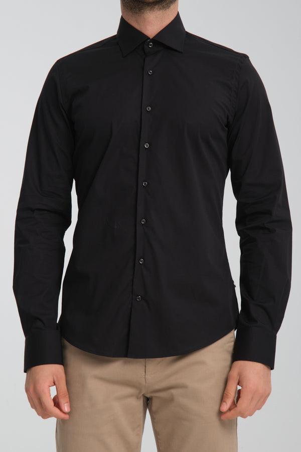 Poplin Stretch Man Shirt Black