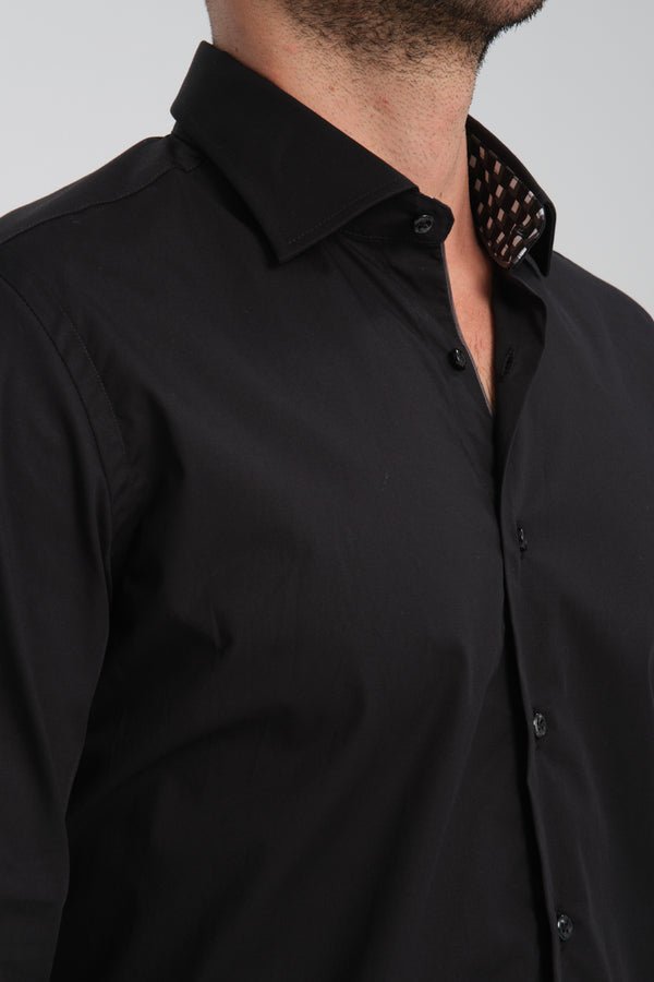 Poplin Stretch Man Shirt Black