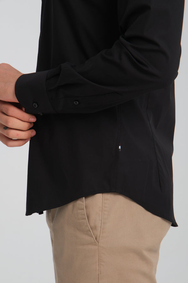 Poplin Stretch Man Shirt Black