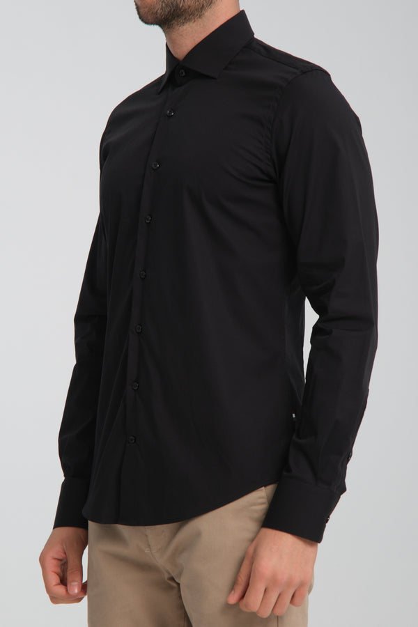 Poplin Stretch Man Shirt Black