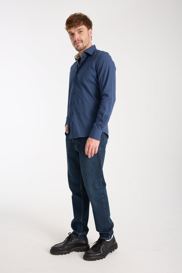 Firenze Sport Poplin Man Shirt Blue White