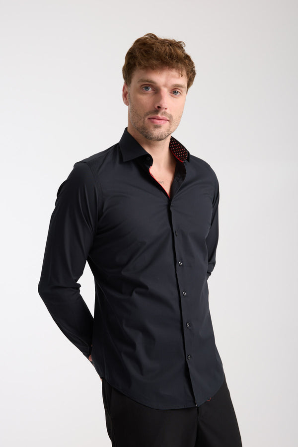 Camisa Hombre Firenze Sport Popelin Stretch Negro