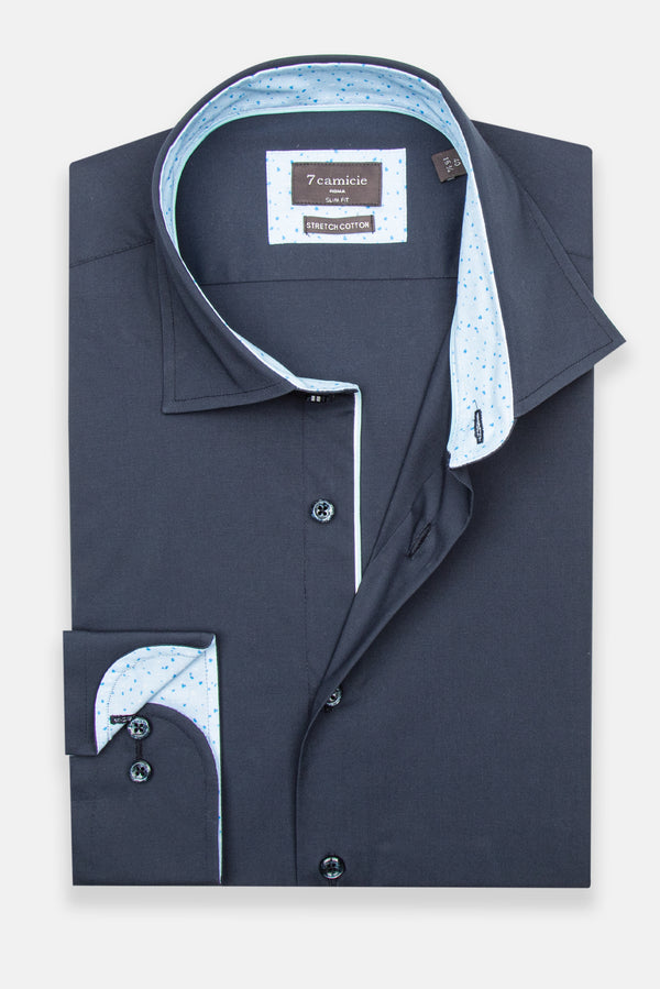 Camicia Uomo Firenze Sport Popelin Stretch Blu
