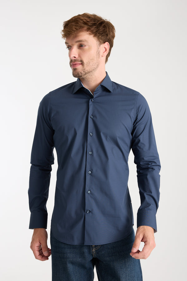 Camisa Hombre Firenze Sport Popelin Stretch Azul