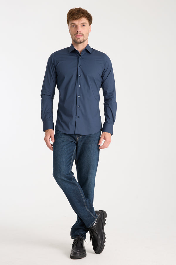 Camisa Hombre Firenze Sport Popelin Stretch Azul