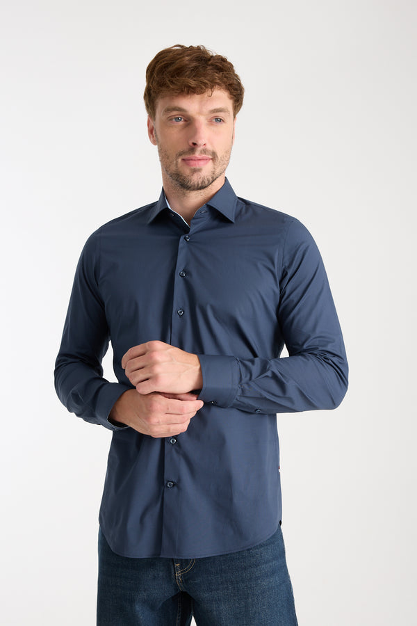 Camisa Hombre Firenze Sport Popelin Stretch Azul