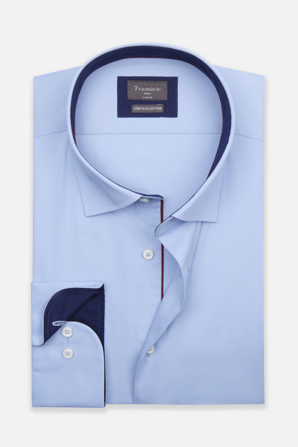 Camicia Uomo Firenze Sport Popelin Stretch Celeste