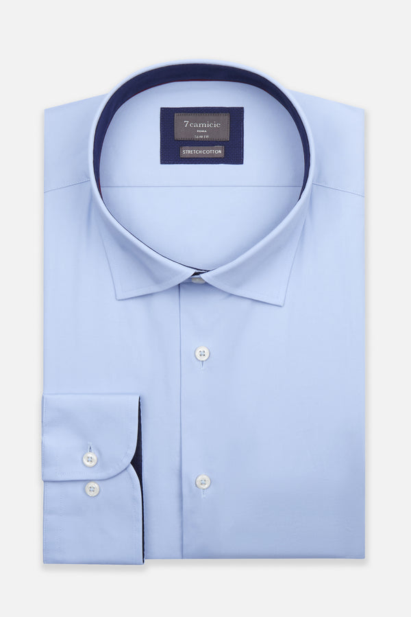 Camicia Uomo Firenze Sport Popelin Stretch Celeste