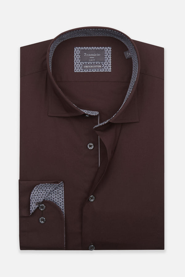 Camicia Uomo Firenze Sport Popelin Stretch Marrone