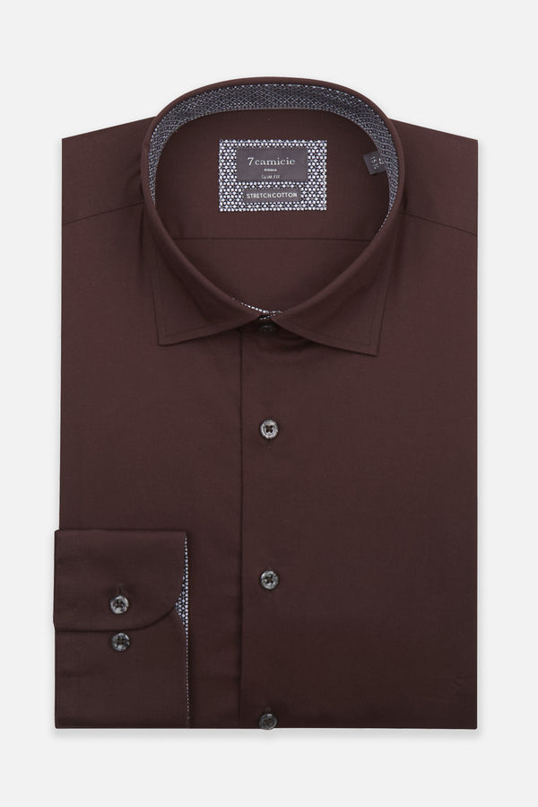 Camicia Uomo Firenze Sport Popelin Stretch Marrone