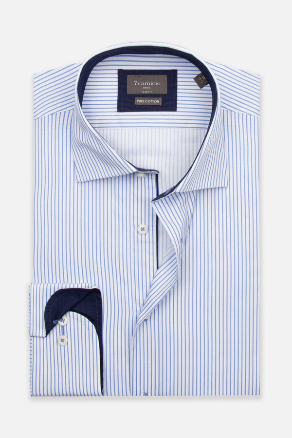 Firenze Poplin Man Shirt White Blue