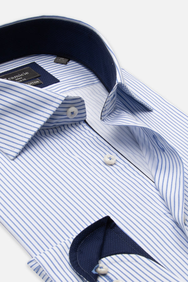 Firenze Poplin Man Shirt White Blue