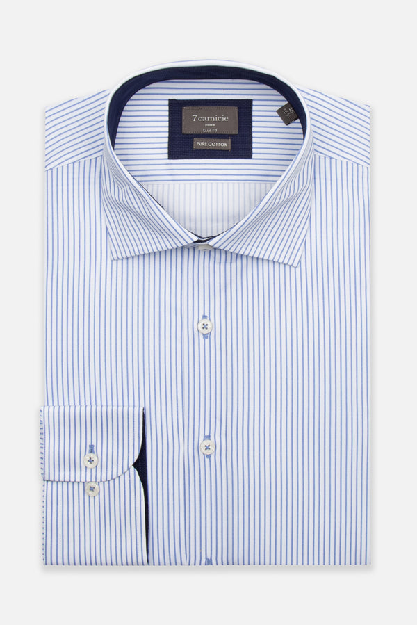 Firenze Poplin Man Shirt White Blue