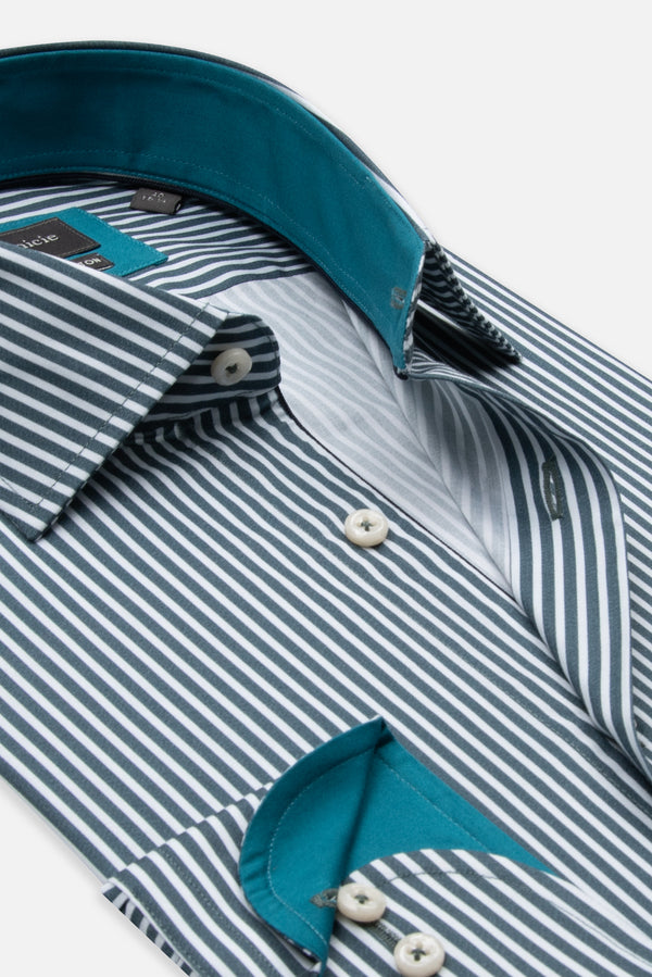 Camicia Uomo Firenze Sport Popelin Stretch Bianco Verde
