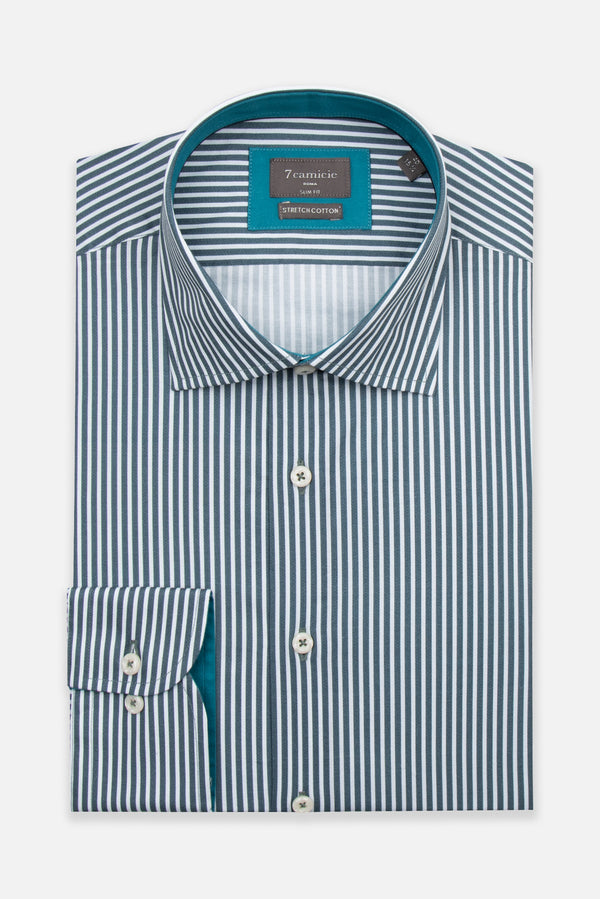 Camicia Uomo Firenze Sport Popelin Stretch Bianco Verde