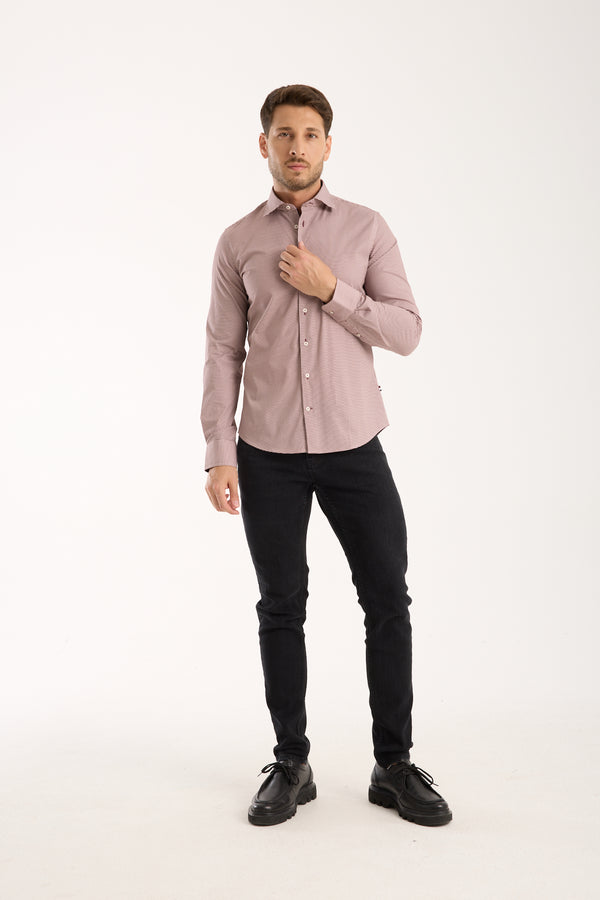 Camicia Uomo Firenze Sport Popelin Stretch Bianco Rosso