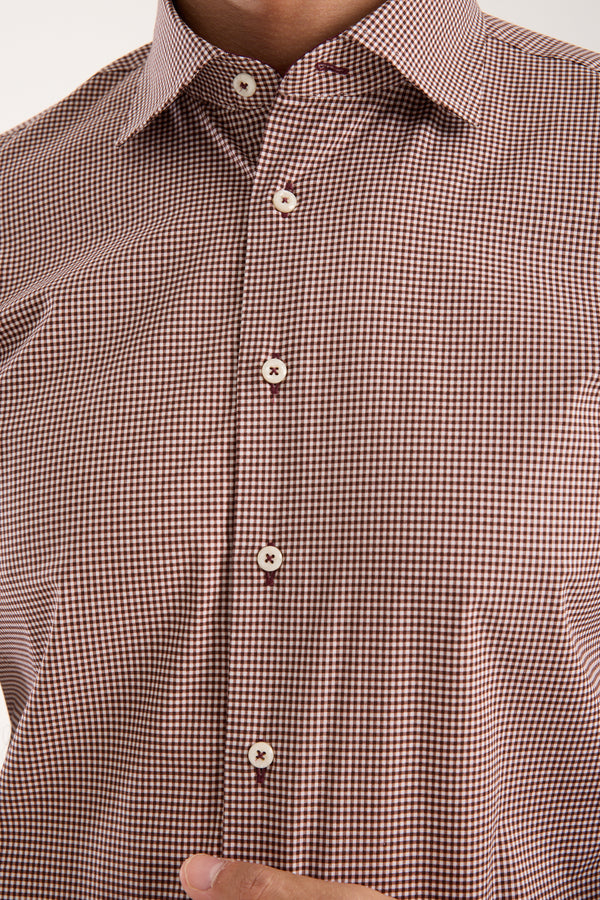 Camicia Uomo Firenze Sport Popelin Stretch Bianco Rosso