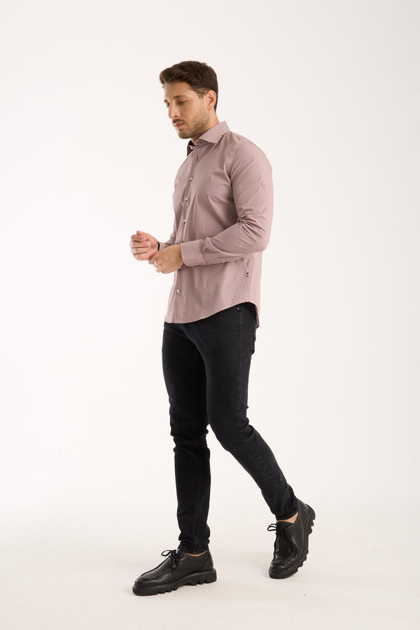 Camicia Uomo Firenze Sport Popelin Stretch Bianco Rosso
