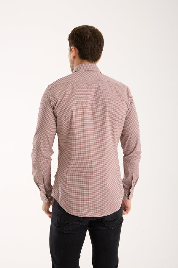 Camicia Uomo Firenze Sport Popelin Stretch Bianco Rosso