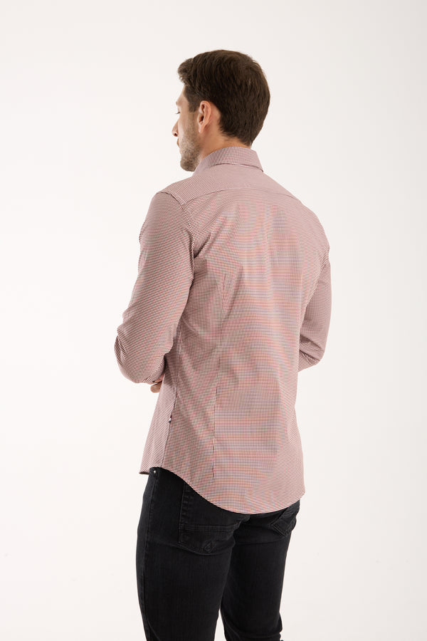 Camicia Uomo Firenze Sport Popelin Stretch Bianco Rosso