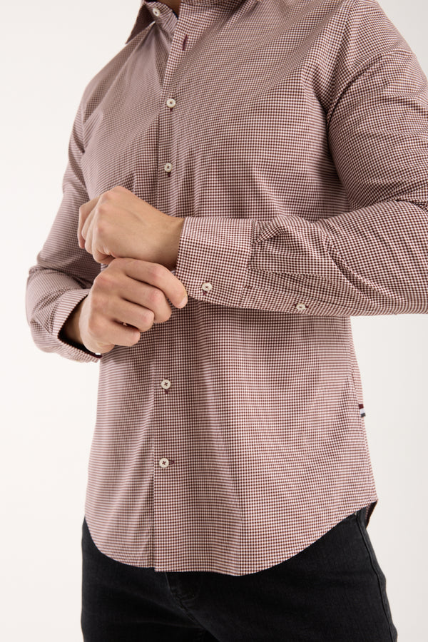 Camicia Uomo Firenze Sport Popelin Stretch Bianco Rosso