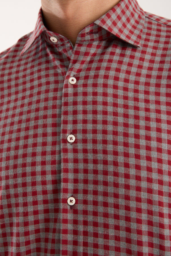 Camicia Uomo Firenze Sport Twill Rosso Grigio Chiaro