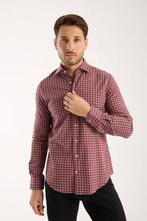 Firenze Twill Man Shirt Red Light Grey