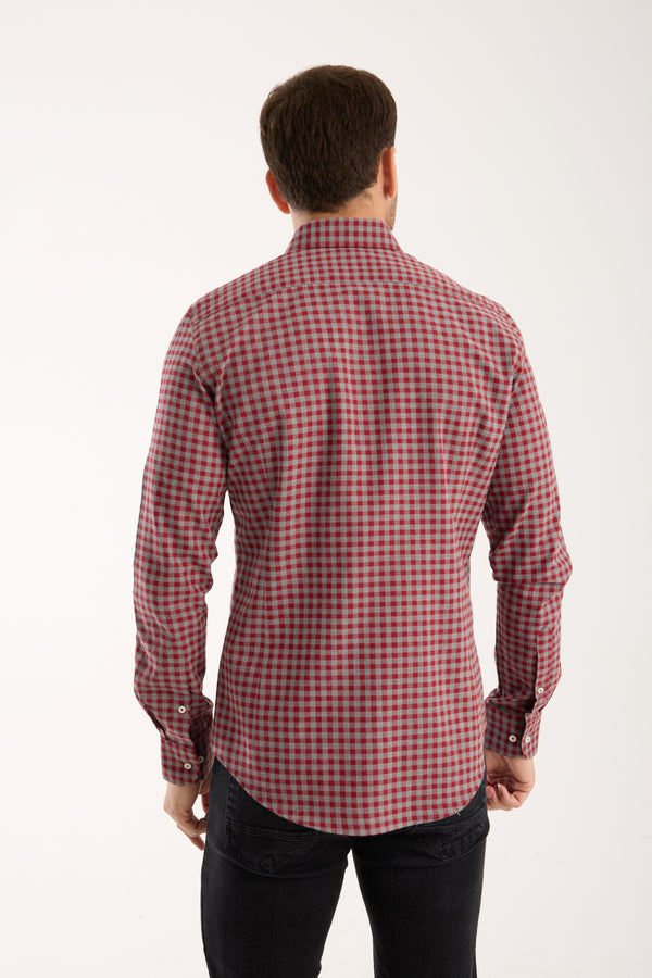 Camicia Uomo Firenze Sport Twill Rosso Grigio Chiaro