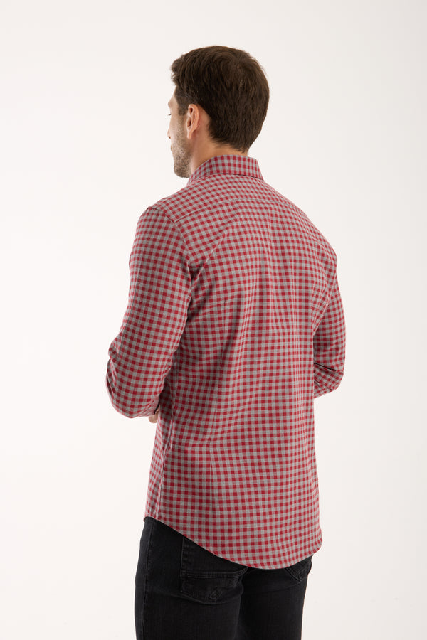 Camicia Uomo Firenze Sport Twill Rosso Grigio Chiaro