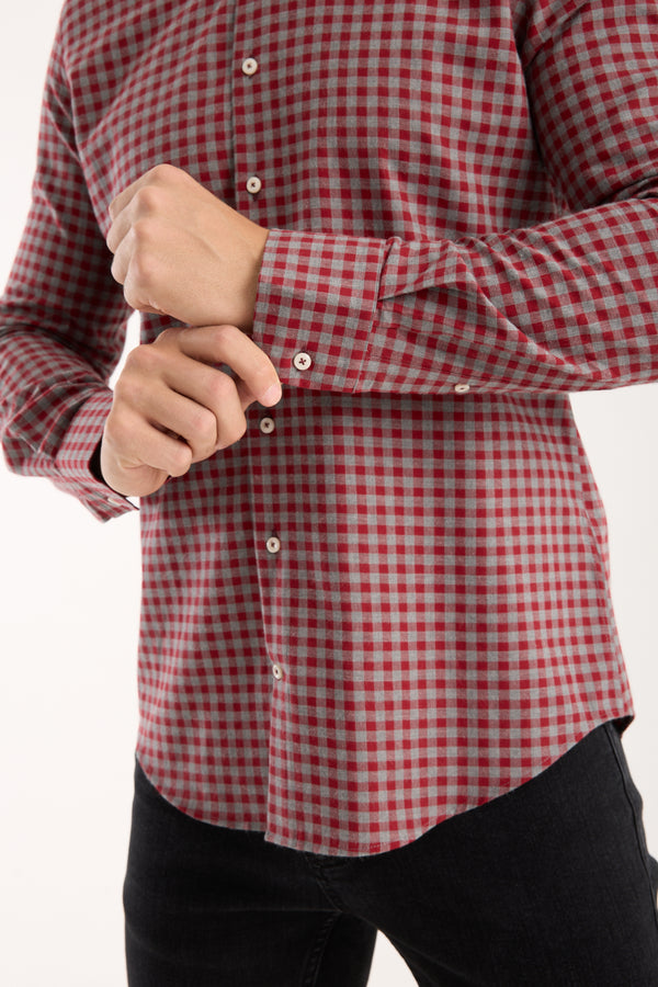 Camicia Uomo Firenze Sport Twill Rosso Grigio Chiaro
