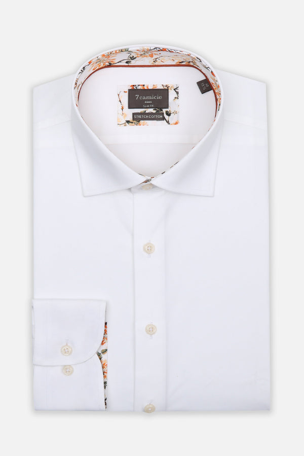 Firenze Sport Herren Hemd Poplin Stretch Weiss