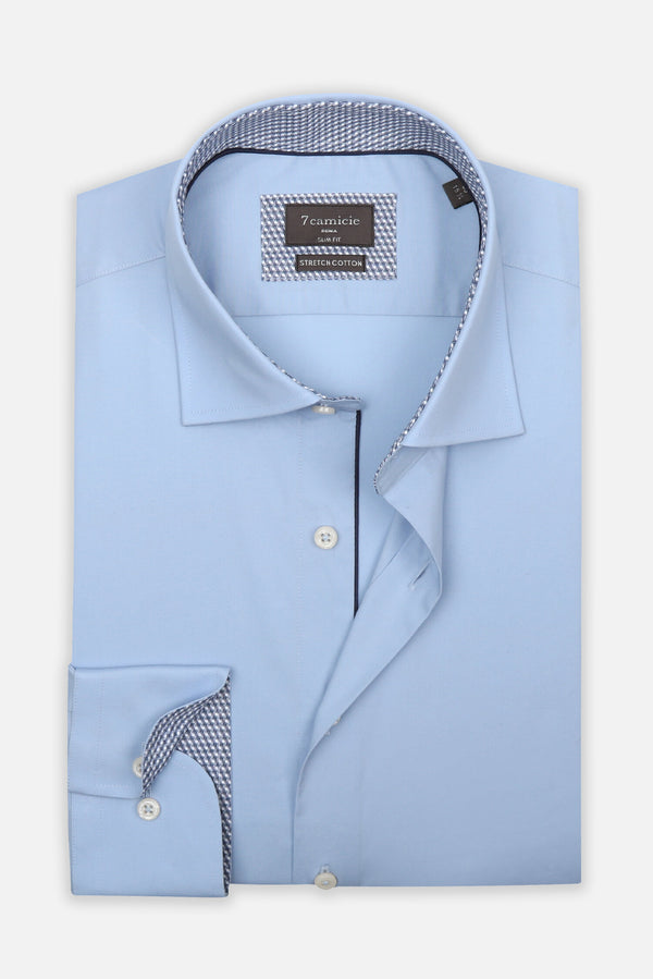 Firenze Sport Herren Hemd Poplin Stretch Hellblau