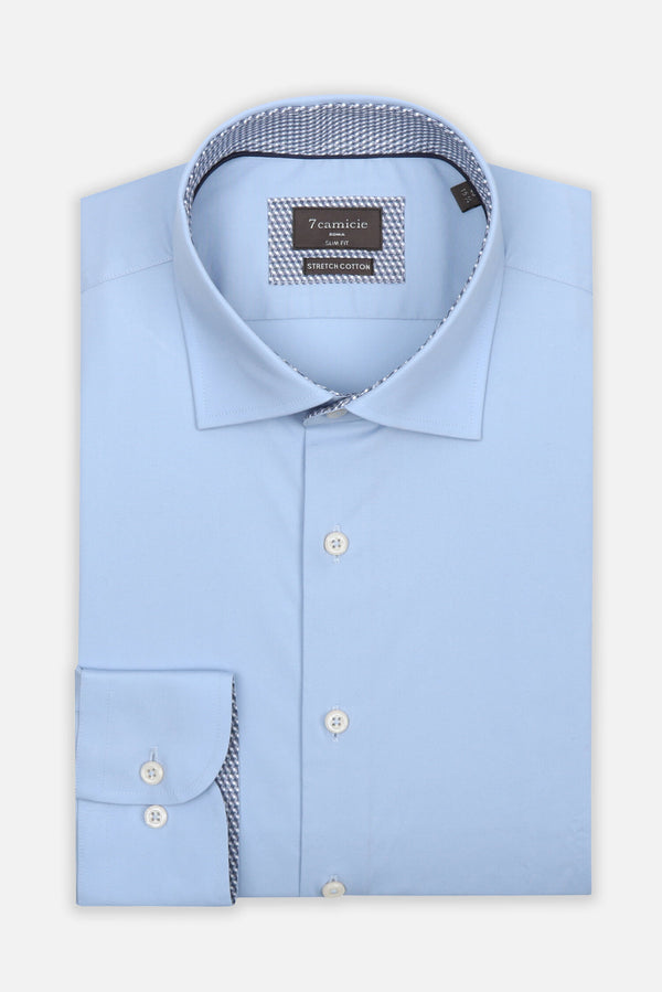 Firenze Sport Herren Hemd Poplin Stretch Hellblau