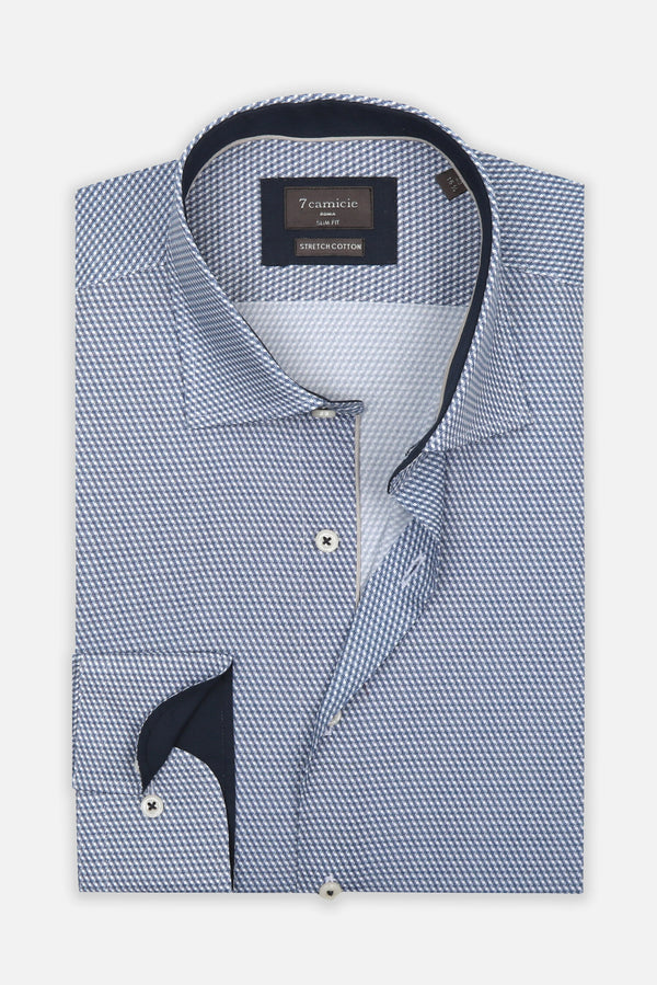 Chemise Homme Firenze Sport Popelin Stretch Bleu Blanc