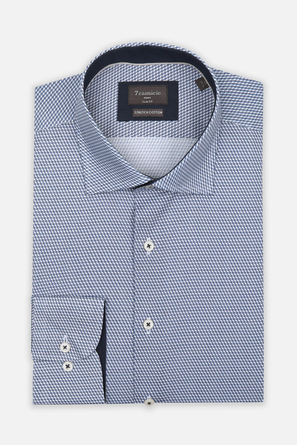 Chemise Homme Firenze Sport Popelin Stretch Bleu Blanc