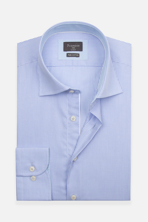 Camicia Uomo Firenze Sport Popelin Celeste Bianco