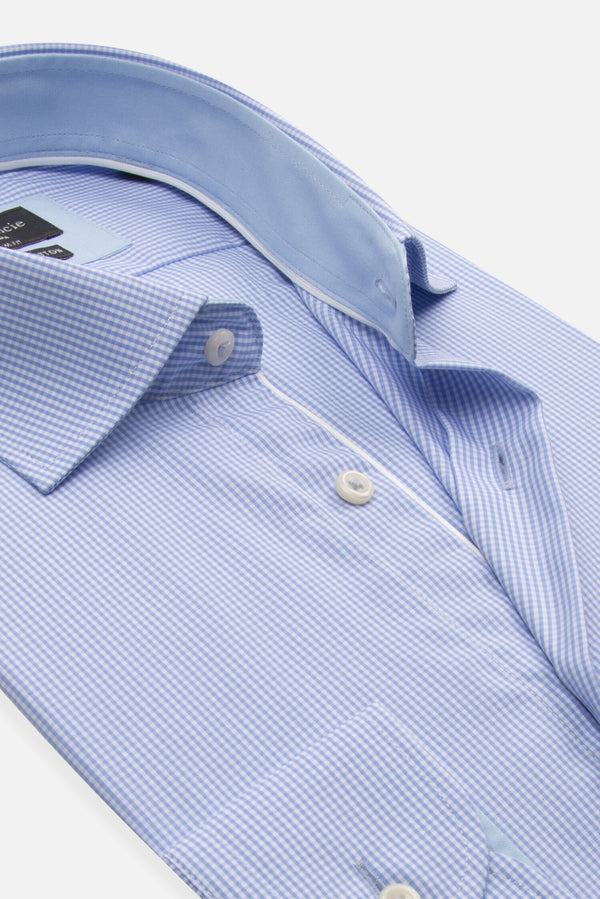 Camicia Uomo Firenze Sport Popelin Celeste Bianco