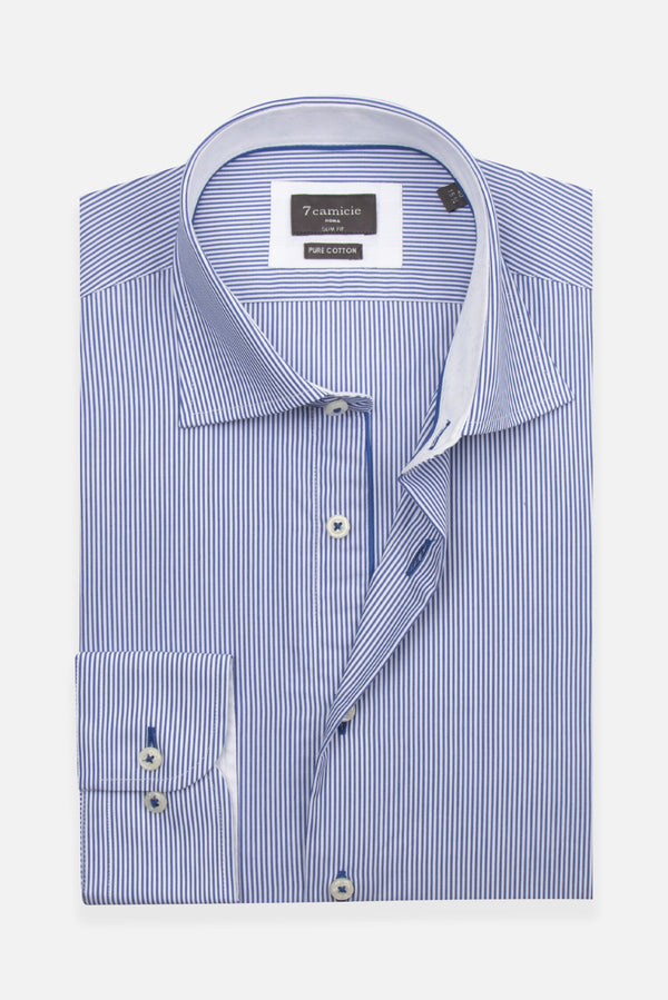 Camisa Hombre Firenze Sport Popelin Azul Blanco