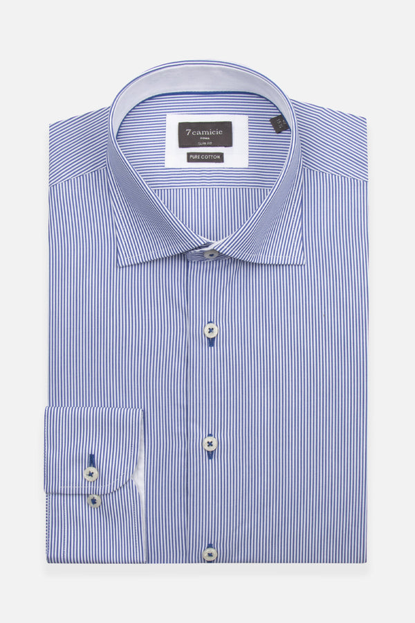 Camisa Hombre Firenze Sport Popelin Azul Blanco